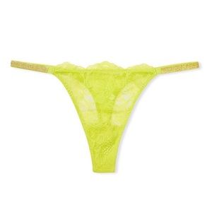 Victoria’s Secret VERY SEXY Shine Strap Cutout Back Thong Panty Yellow Size M